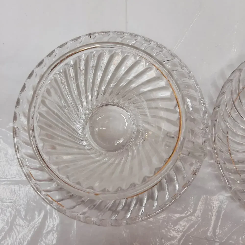 6 FEDERAL GLASS Clear Diana Pattern Swirl Demitasse Cup & Saucer Sets Depression